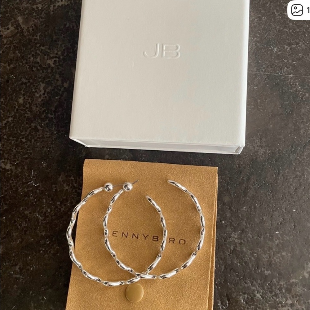 Jenny Bird Twisted Silver Hoop Earrings